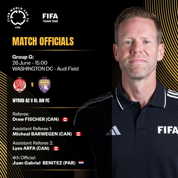 Việc sắp xếp trọng tài cho ngày cuối cùng của vòng bảng Club World Cup đã được công bố. Ma Ning sẽ là trọng tài thứ tư cho Real Madrid.